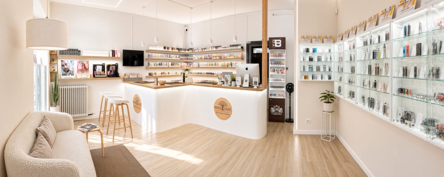 Interno del negozio Wood Vape