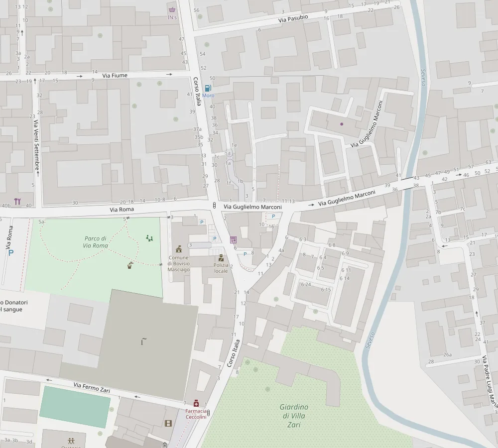 Mappa della zona di Via Guglielmo Marconi a Bovisio-Masciago con la posizione del punto vendita Wood Vape